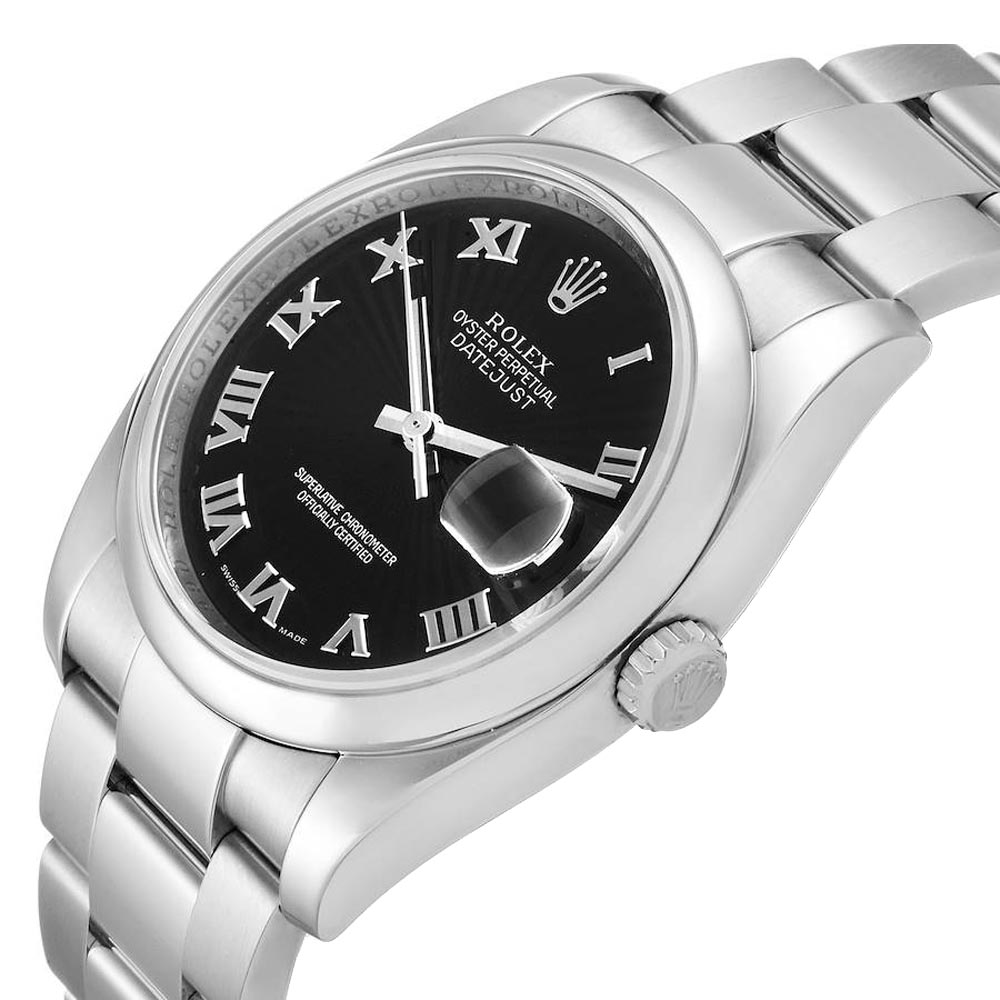 

Rolex Black Stainless Steel Datejust 116200 Men's Wristwatch 36 MM