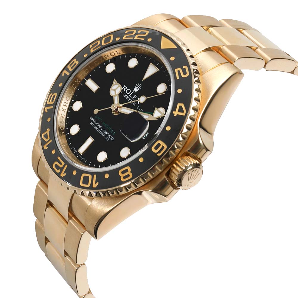 

Rolex Black 18K Yellow Gold GMT Master II 116718 Men's Wristwatch 40 MM