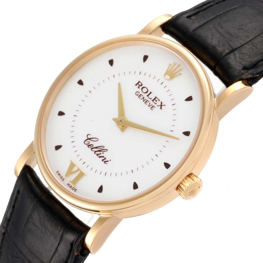 

Rolex Silver 18K Yellow Gold Cellini Classic 5115 Men's Wristwatch 32 MM