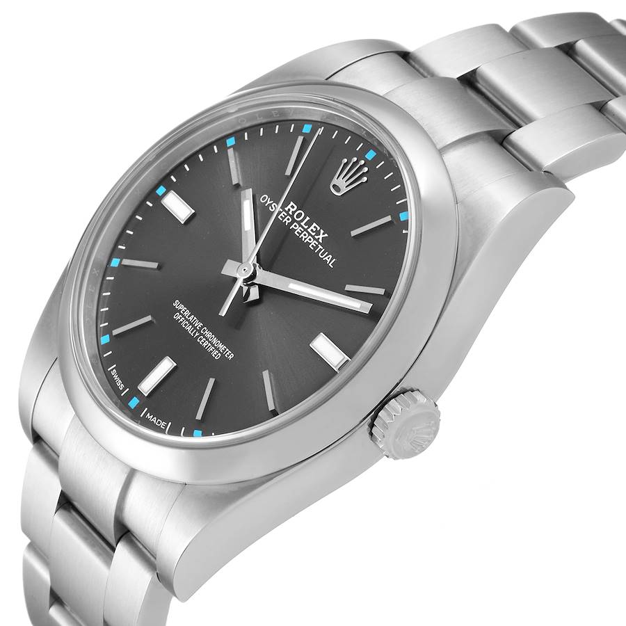 

Rolex Dark Silver Stainless Steel Oyster Perpetual 114300 Men's Wristwatch