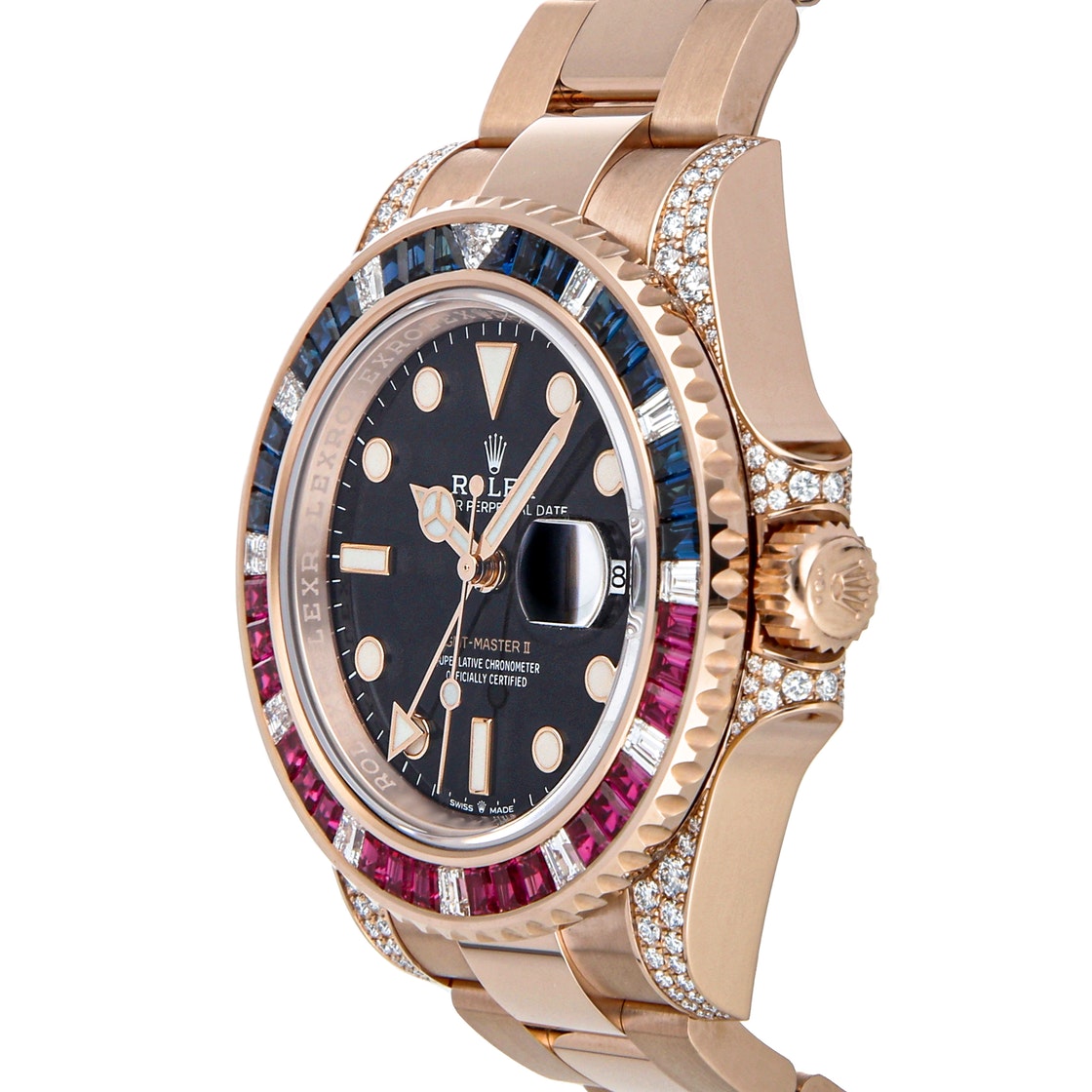 

Rolex Black Diamonds 18K Rose Gold GMT-Master II 126755SARU Men's Wristwatch 40 MM