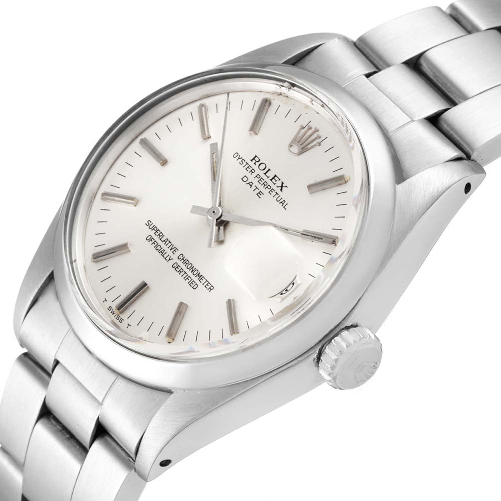 

Rolex Silver Stainless Steel Date Vintage 1500 Men's Wristwatch 34 MM