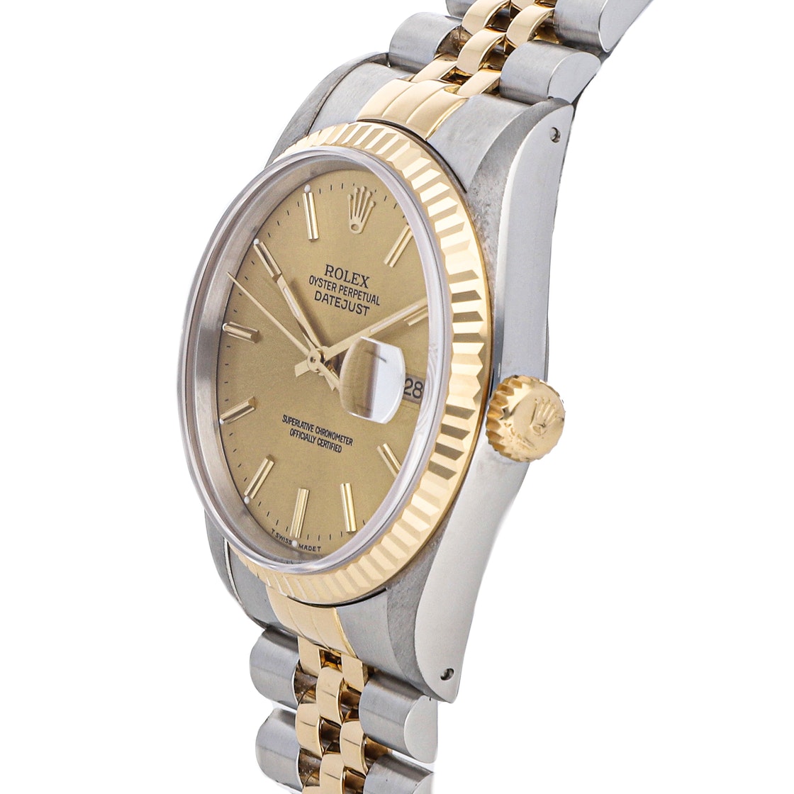 

Rolex Champagne 18K Yellow Gold And Stainless Steel Datejust 16233 Men's Wristwatch 36 MM