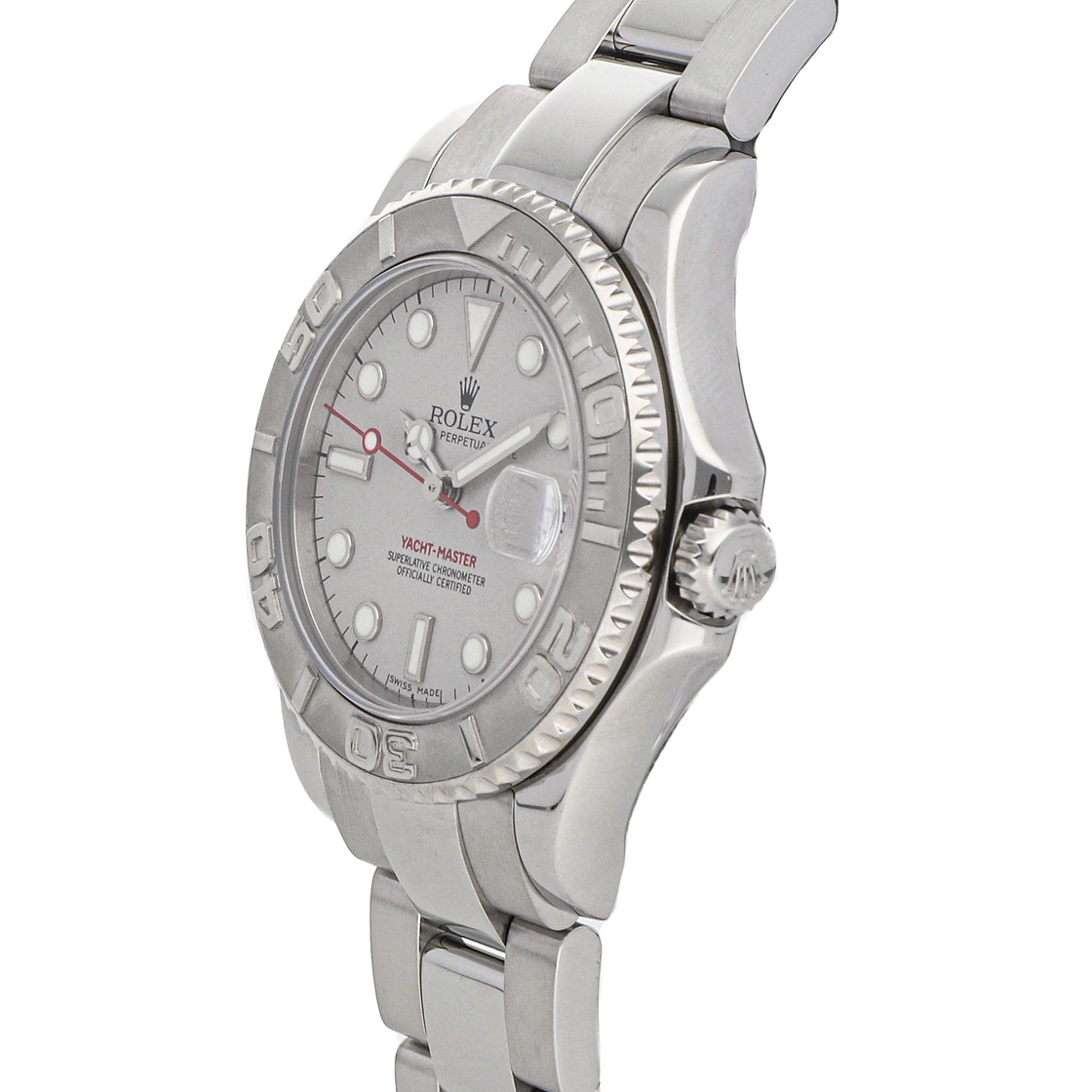 

Rolex Platinum Stainless Steel Yacht-Master 168622 Men's Wristwatch 35 MM, Silver