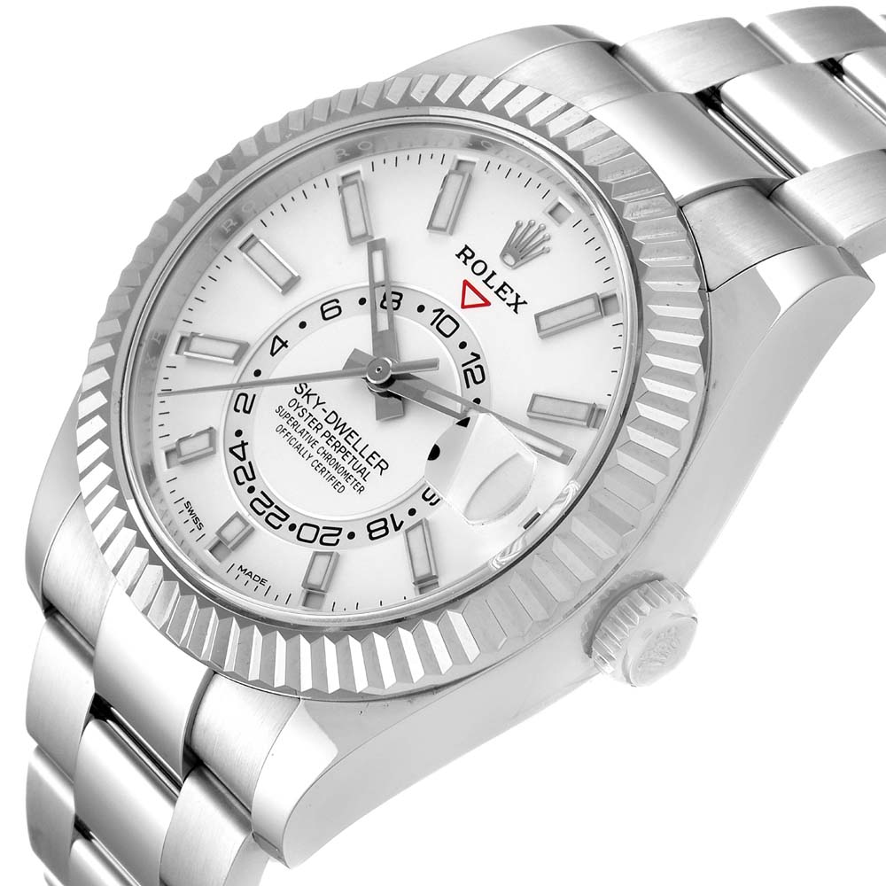 

Rolex White 18K White Gold And Stainless Steel Sky-Dweller 326934 Men's Wristwatch 42 MM