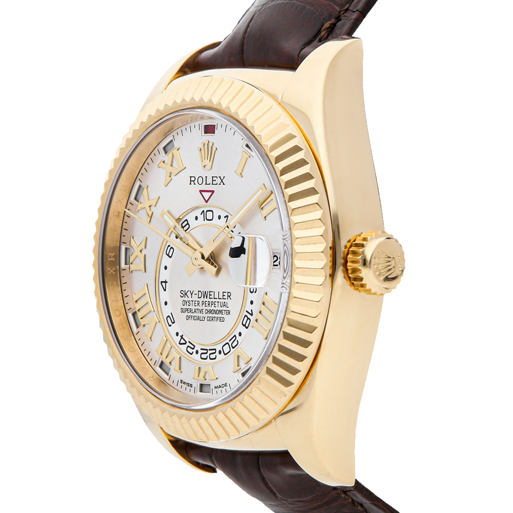 

Rolex Silver 18K Yellow Gold Sky-Dweller 326138 Men's Wristwatch 42 MM