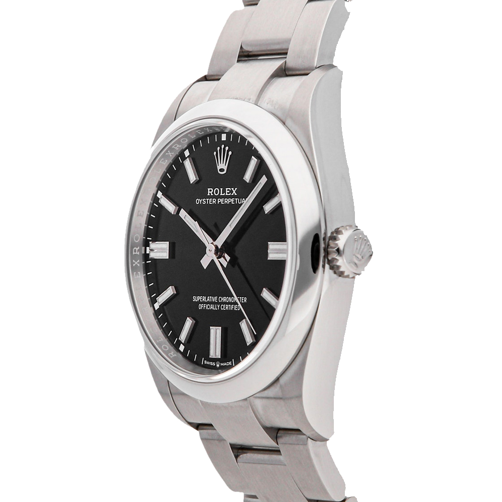 

Rolex Black Stainless Steel Oyster Perpetual 126000 Men's Wristwatch 36 MM