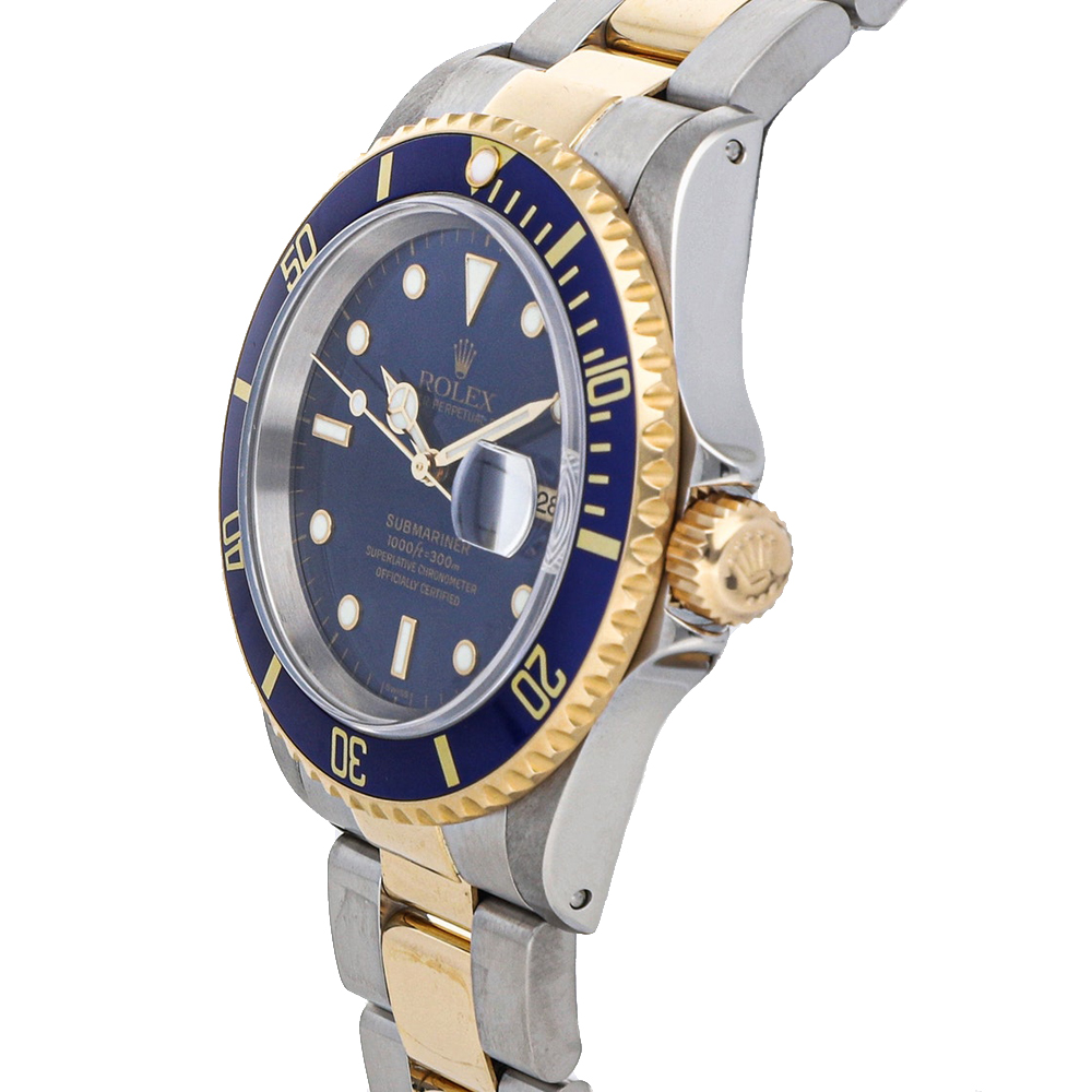 

Rolex Blue 18K Yellow Gold And Stainless Steel Submariner Date 116613 Men's Wristwatch 40 MM