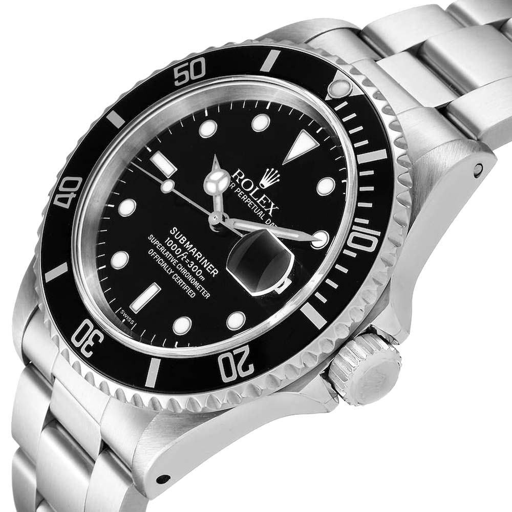 

Rolex Black Stainless Steel Submariner 16610 Men's Wristwatch 40 MM