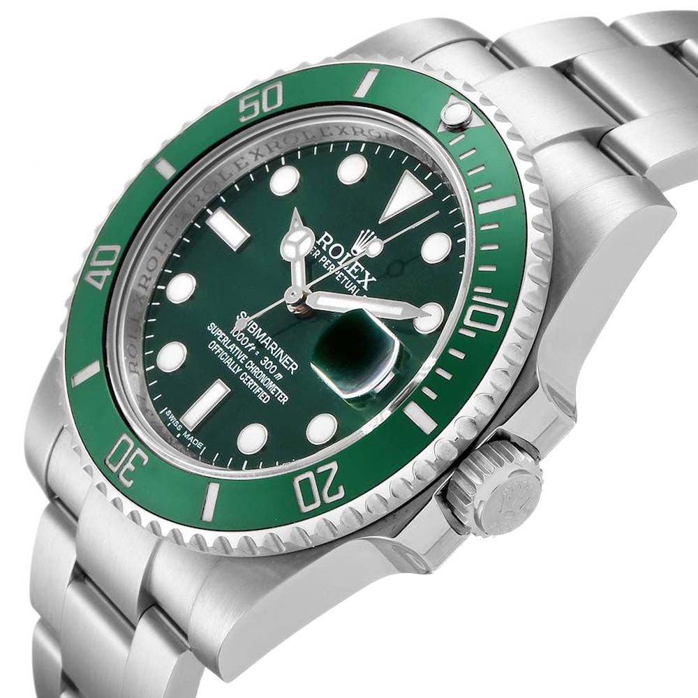 

Rolex Green Stainless Steel Submariner Hulk 116610LV Men's Wristwatch 40 MM