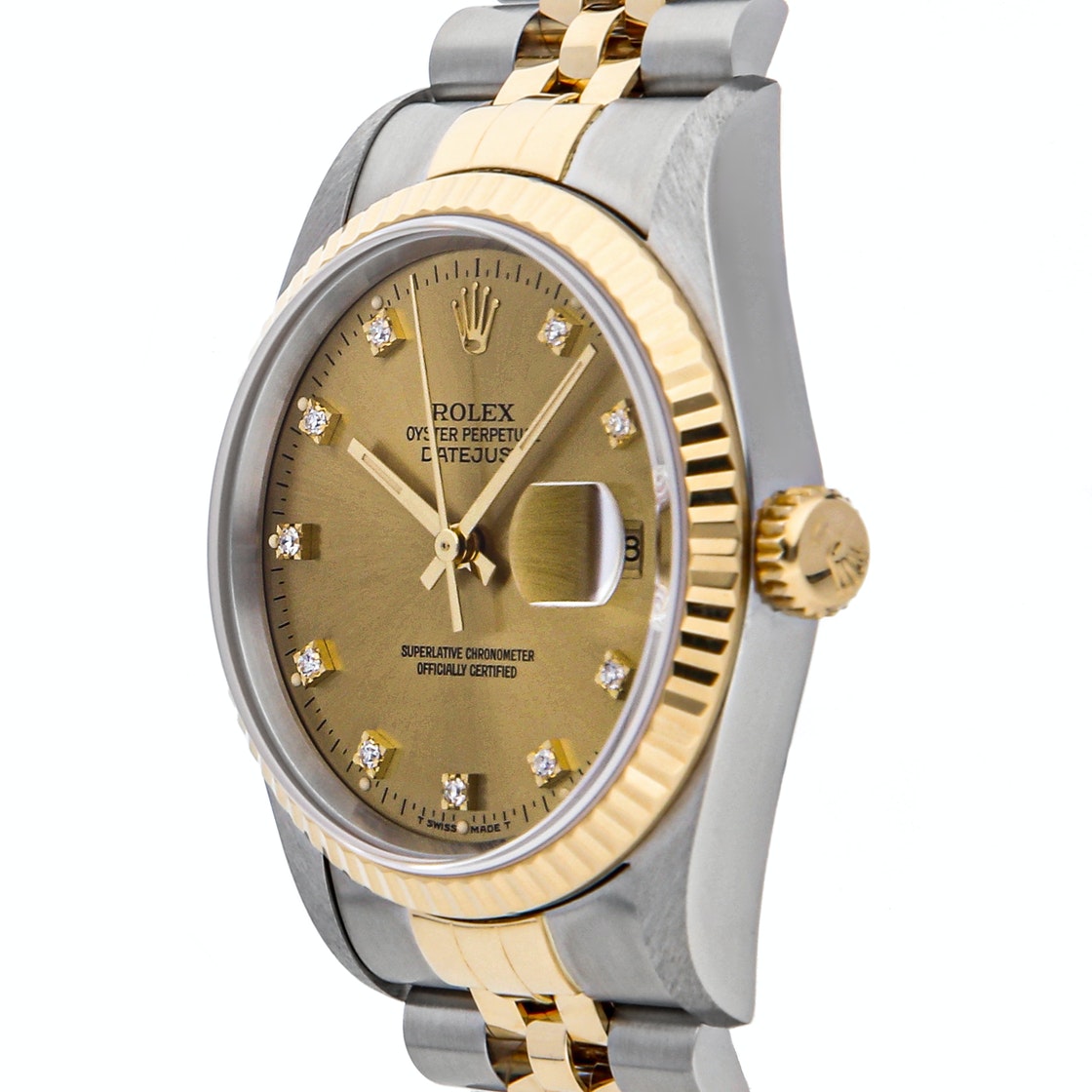 

Rolex Champagne 18K Yellow Gold And Stainless Steel Datejust 16233 Men's Wristwatch 36 MM