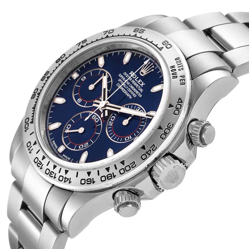 

Rolex Blue 18K White Gold Cosmograph Daytona 116509 Men's Wristwatch 40 MM