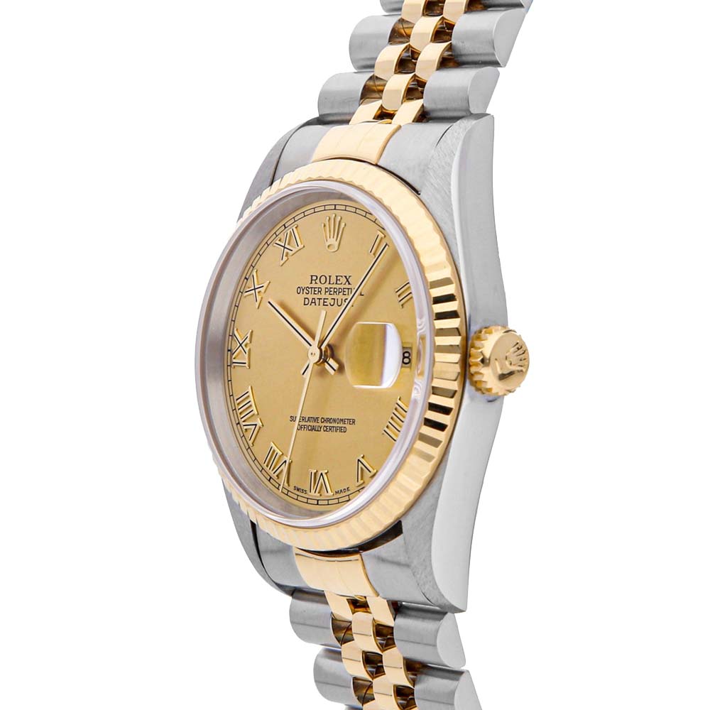 

Rolex Champagne 18K Yellow Gold And Stainless Steel Datejust 16233 Men's Wristwatch 36 MM