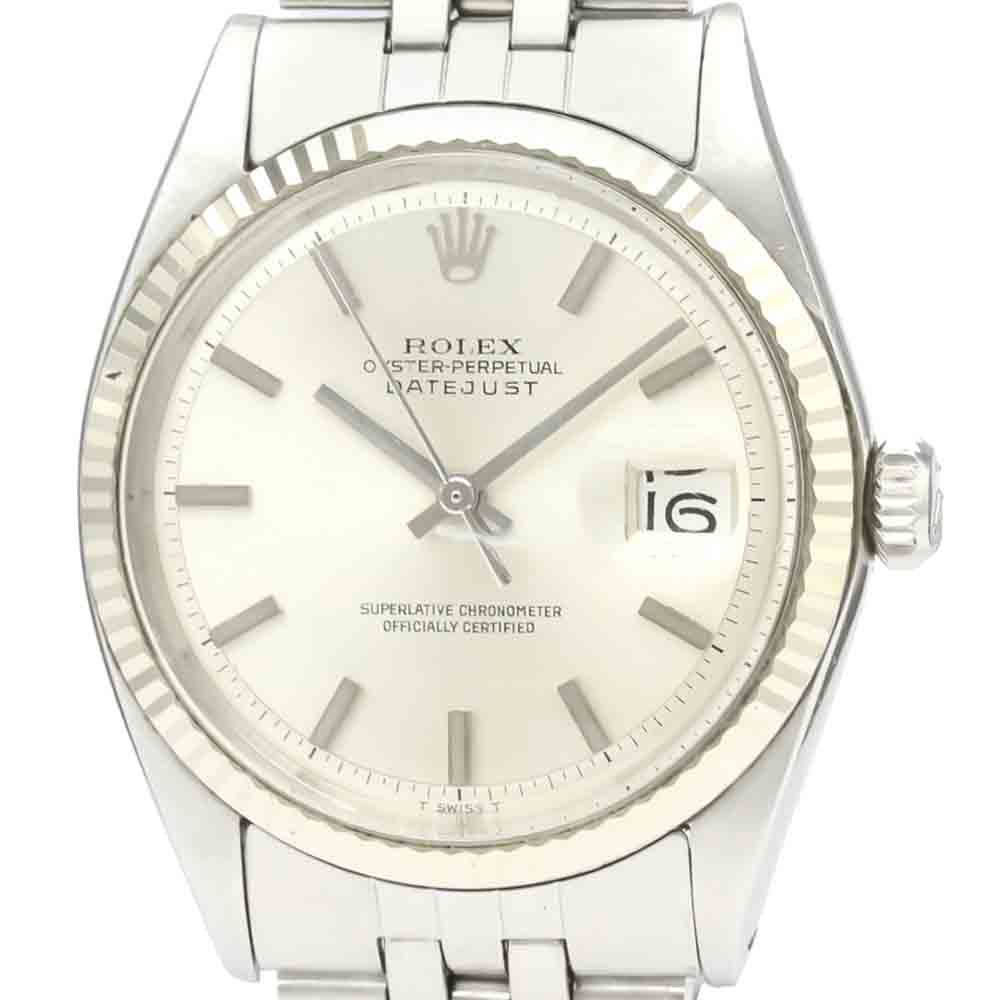 

Rolex Silver 18K White Gold And Stainless Steel Datejust 1601 Vintage Automatic Men's Wristwatch 36 MM