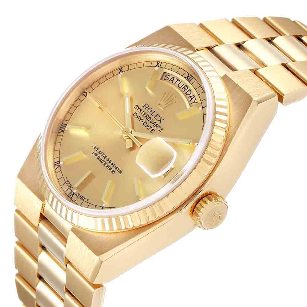 

Rolex Champagne 18K Yellow Gold Oysterquartz President Day-Date 19018 Men's Wristwatch 36 MM