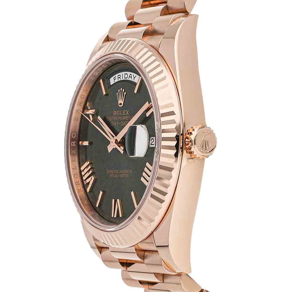 

Rolex Green 18K Rose Gold Day-Date 228235 Men's Wristwatch 40 MM
