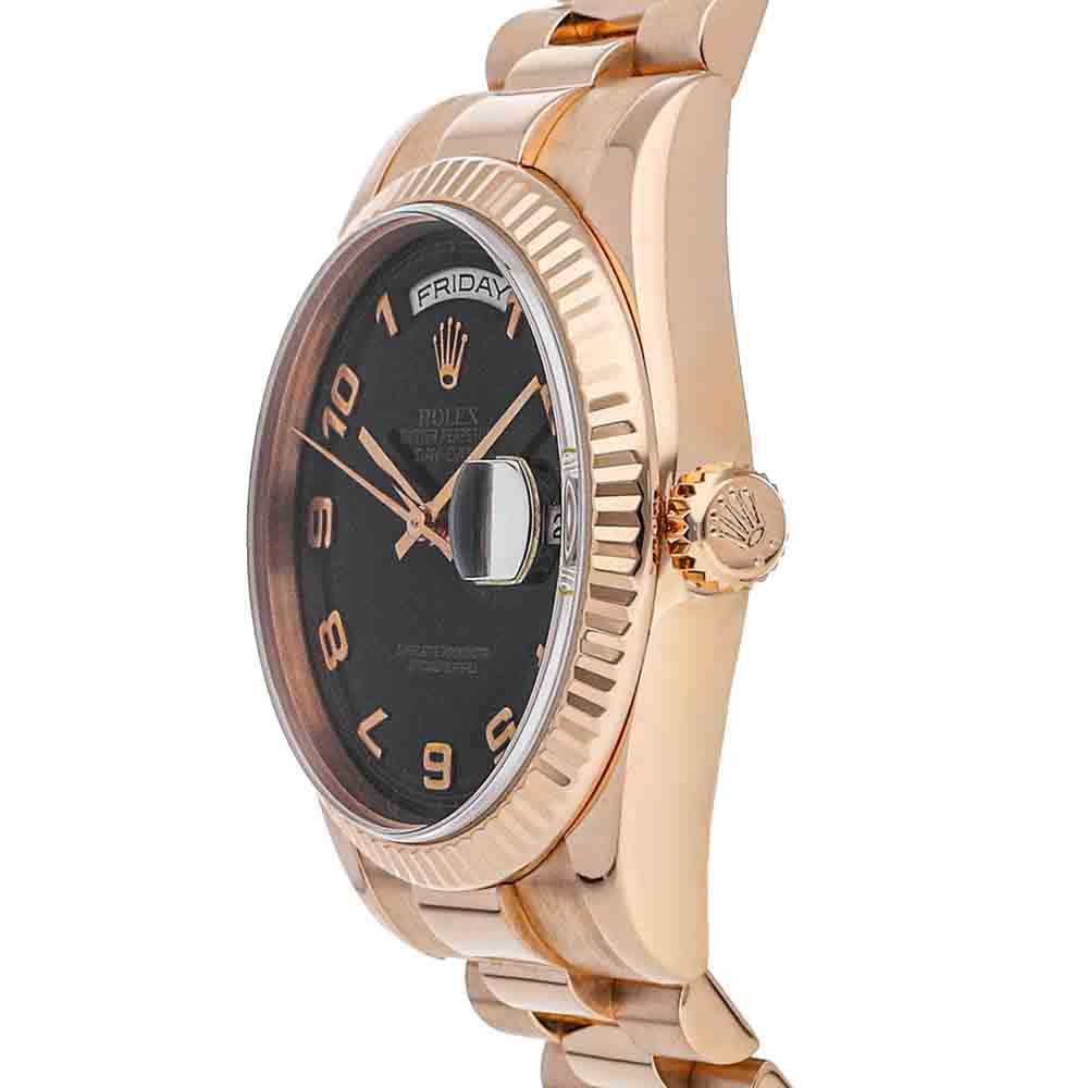 

Rolex Black 18K Rose Gold Day-Date 118235 Men's Wristwatch 36 MM