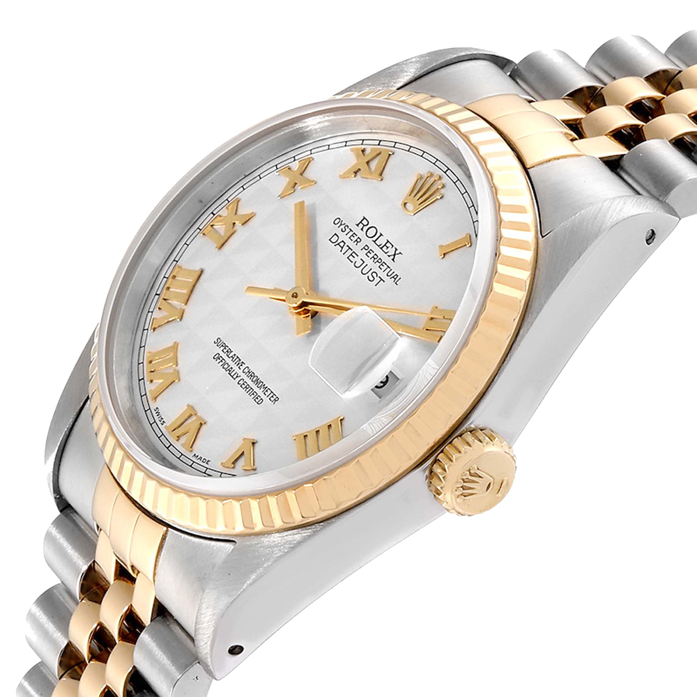 

Rolex Silver 18K Yellow Gold And Stainless Steel Datejust 16233 Men's Wristwatch 36 MM