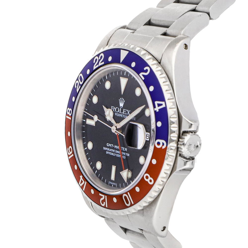 

Rolex Black Stainless Steel GMT-Master "Pepsi" 16700 Men's Wristwatch 40 MM