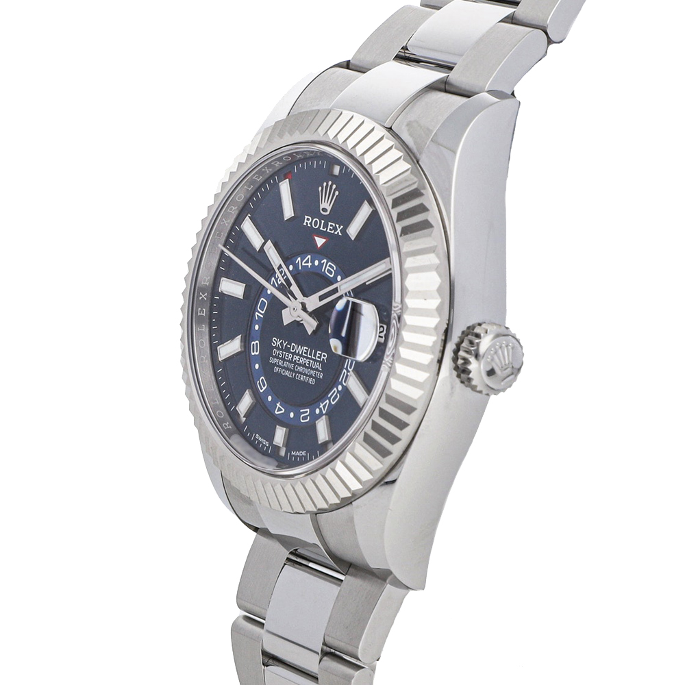 

Rolex Blue Stainless Steel Sky-Dweller 326934 Men's Wristwatch 42 MM