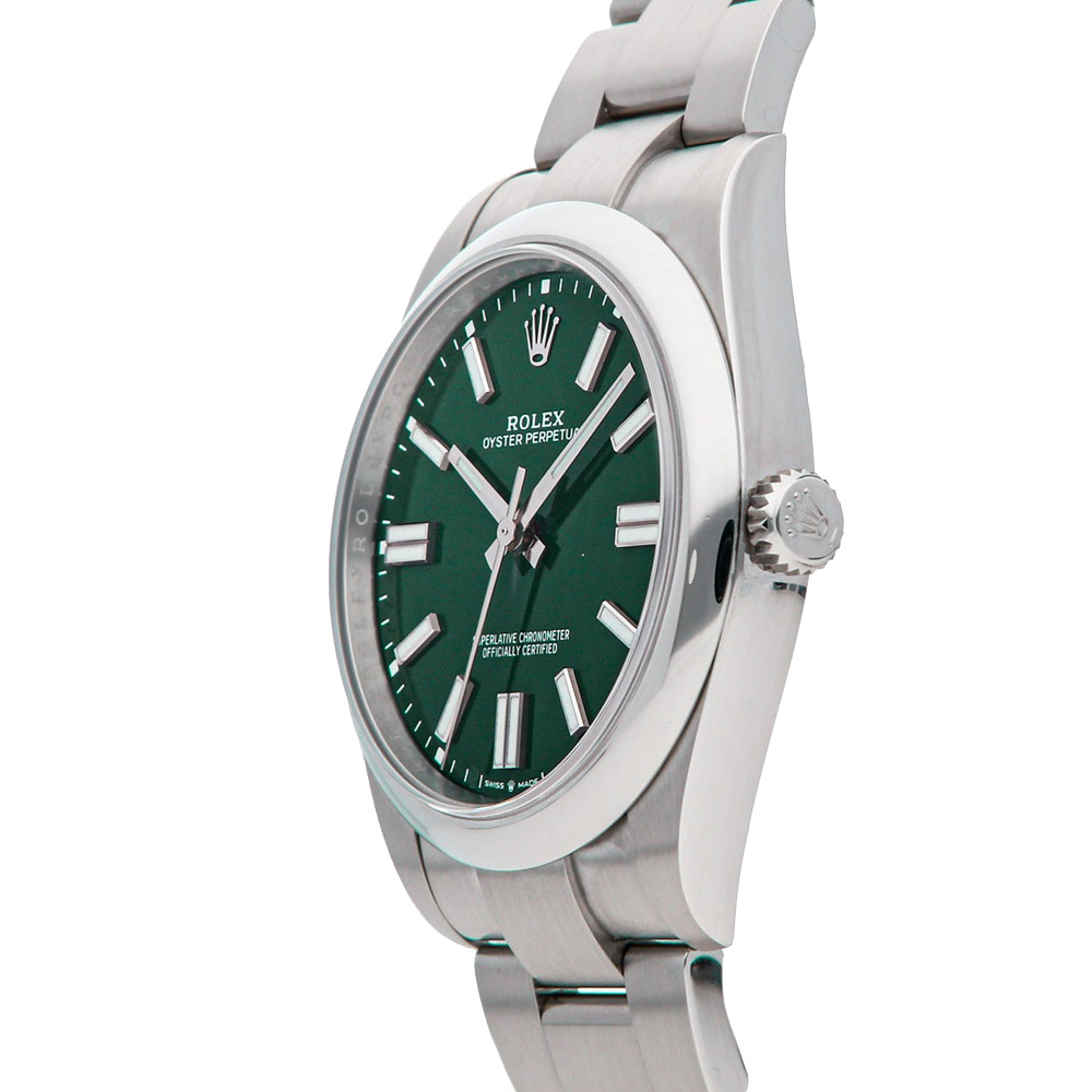 

Rolex Green Stainless Steel Oyster Perpetual 124300 Men's Wristwatch 41 MM