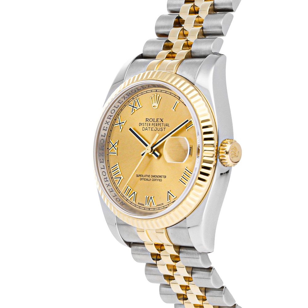 

Rolex Champagne 18K Yellow Gold And Stainless Steel Datejust 116233 Men's Wristwatch 36 MM