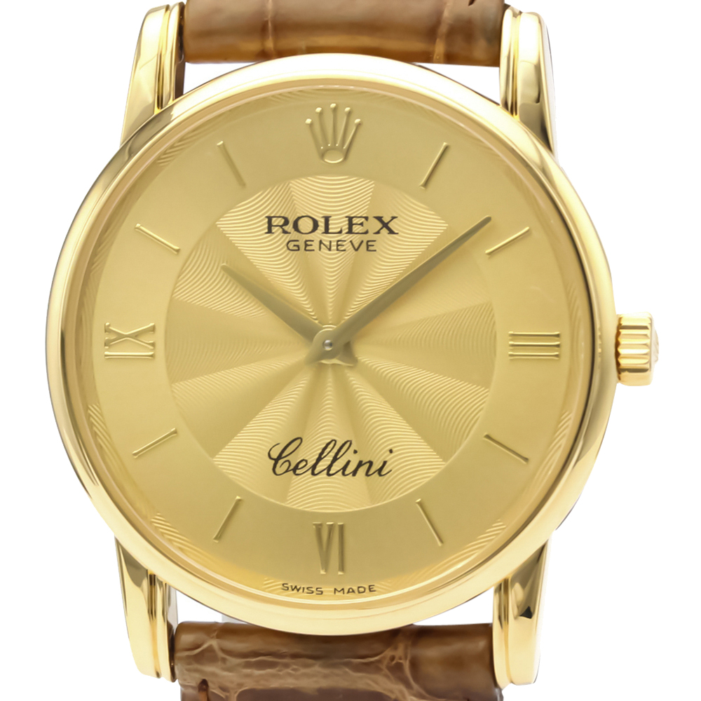 

Rolex Champagne 18K Yellow Gold Cellini 5116 Men's Wristwatch 32 MM