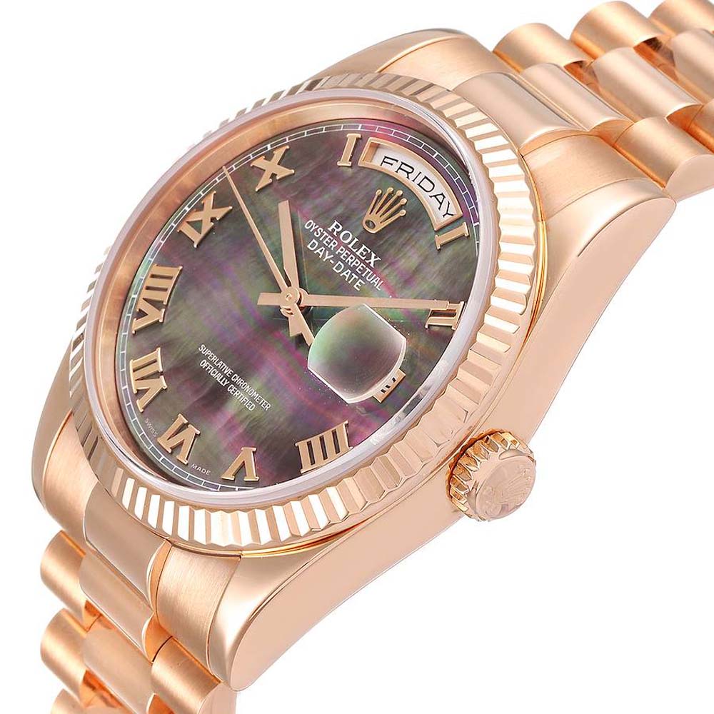 

Rolex Black MOP 18K Rose Gold President Day Date 118235 Men's Wristwatch 36 MM, Multicolor