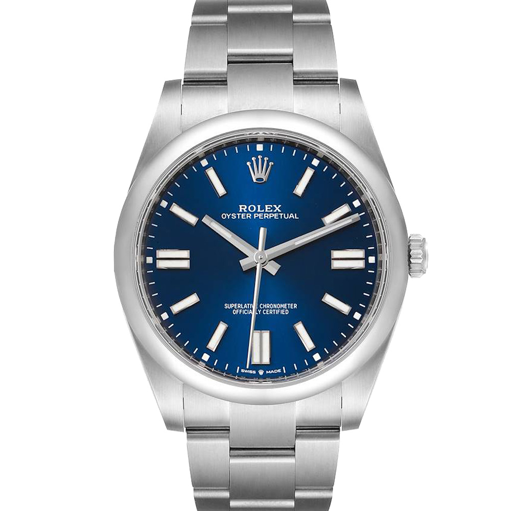 Click to view more detailed imagery on our partner's website Pre-owned Rolex Blue Stainless Steel Oyster Perpetual Automatic 124300 Men's Wristwatch 41 Mm