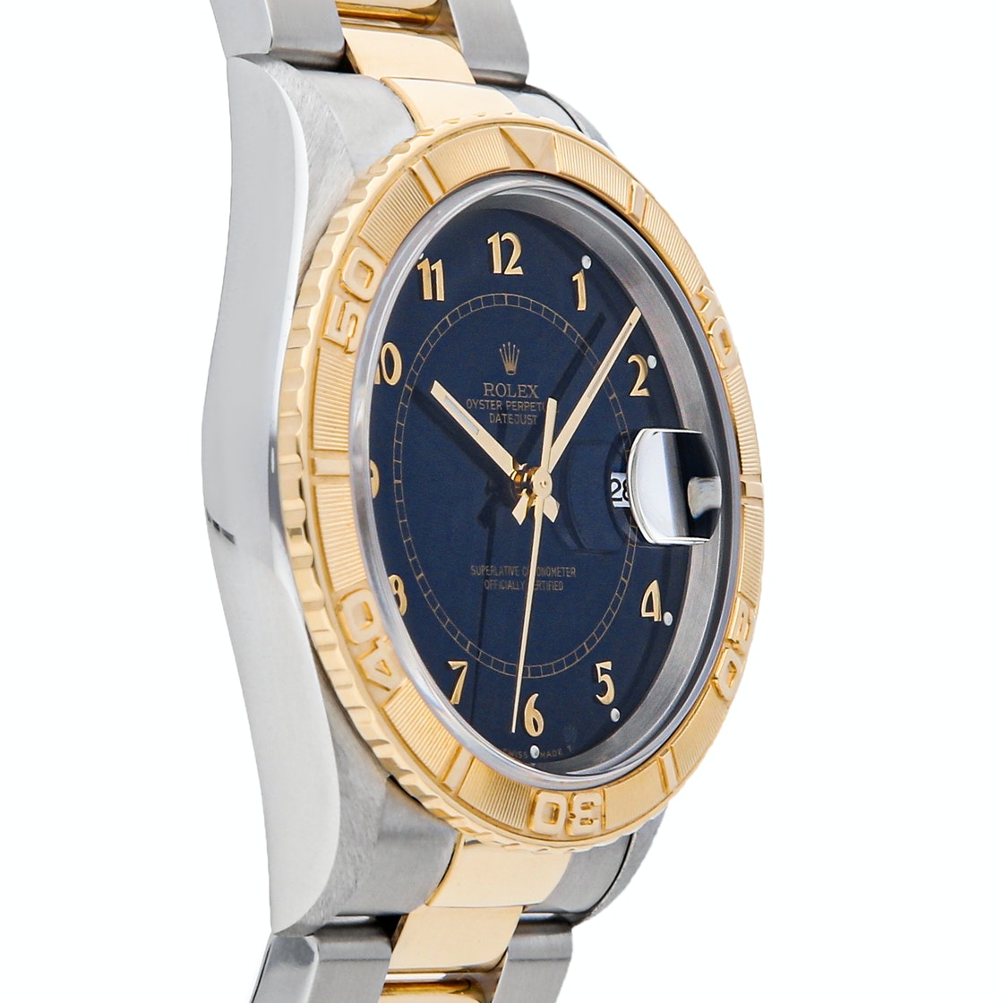 

Rolex Black 18K Yellow Gold And Stainless Steel Datejust "Thunderbird" 16263 Men's Wristwatch 36 MM, Blue