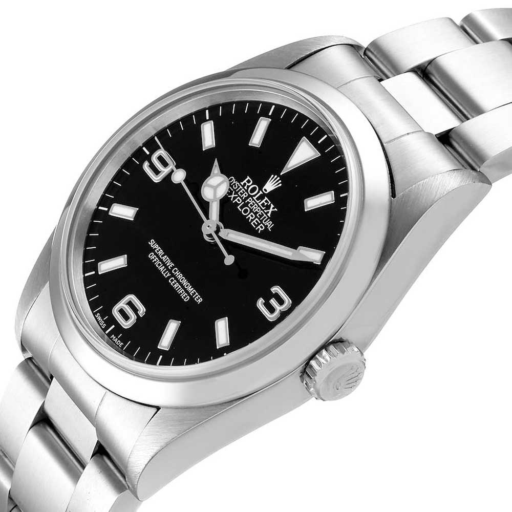 

Rolex Black Stainless Steel Explorer I 14270 Men's Wristwatch 36 MM