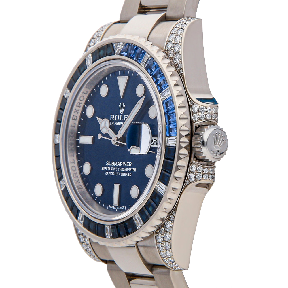 

Rolex Blue Diamonds 18K White Gold Submariner Date 116659SABR Men's Wristwatch 40 MM