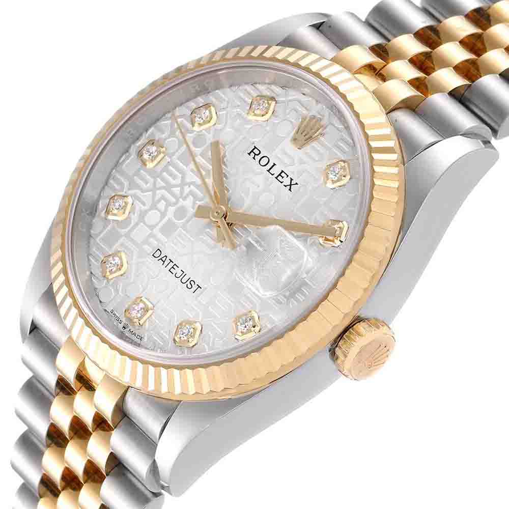 

Rolex Silver Diamonds 18k Yellow Gold And Stainless Steel Datejust 126233 Women's Wristwatch 36 MM