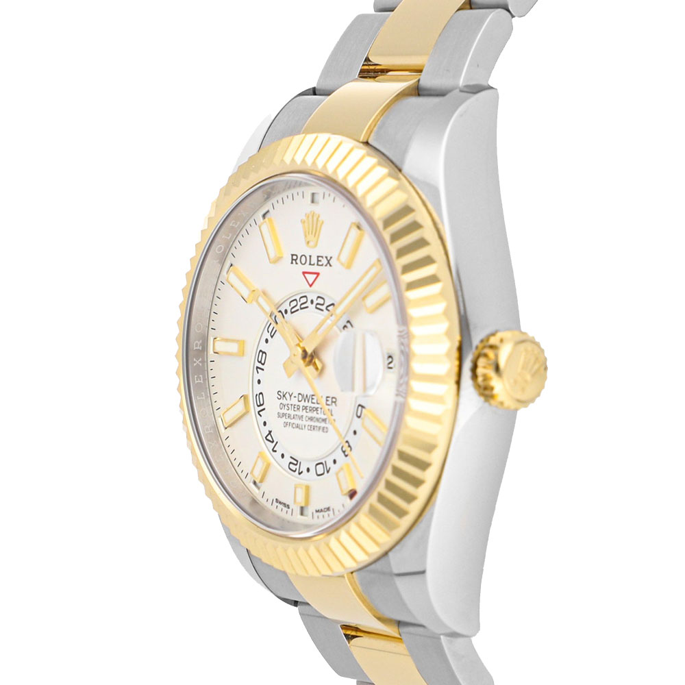 

Rolex White 18K Yellow Gold And Stainless Steel Sky-Dweller 326933 Men's Wristwatch 42 MM