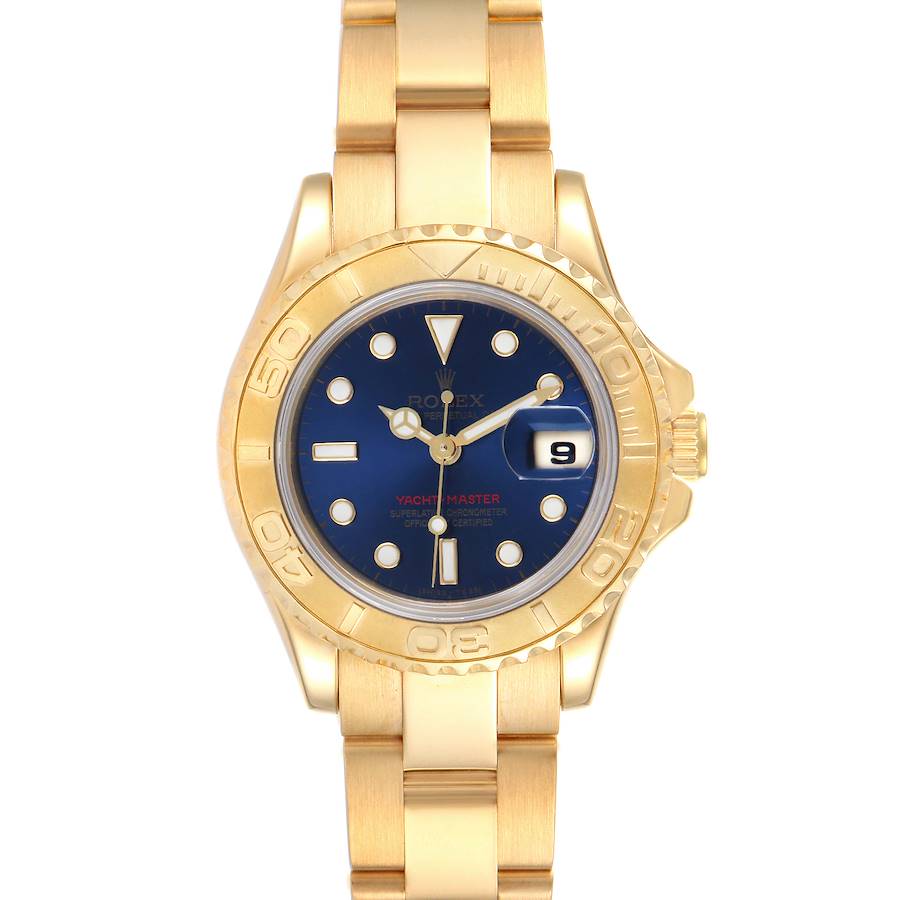 

Rolex Blue 18K Yellow Gold Yachtmaster Men's Wristwatch 29 MM