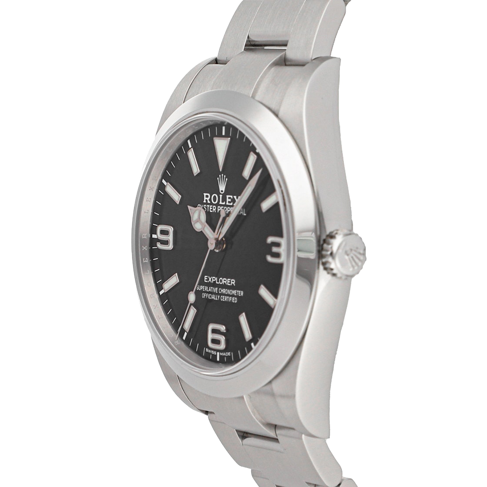 

Rolex Black Stainless Steel Explorer 214270 Men's Wristwatch 39 MM