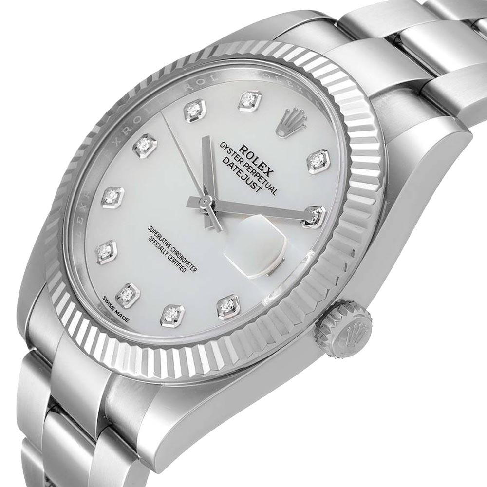 

Rolex MOP Diamonds 18k White Gold And Stainless Steel Datejust 126334 Men's Wristwatch 41 MM