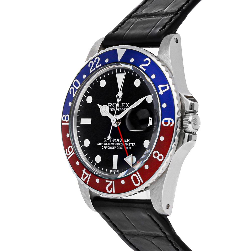 

Rolex Black Stainless Steel GMT-Master "Pepsi" 1675 Men's Wristwatch 40 MM