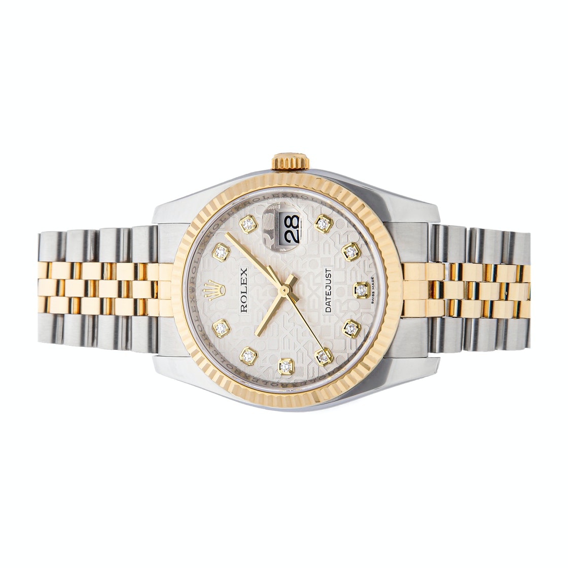 

Rolex Silver Diamonds 18k Yellow Gold And Stainless Steel Datejust 116233 Men's Wristwatch 36 MM