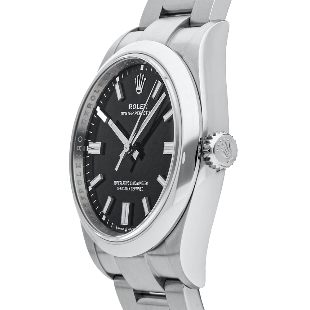 

Rolex Black Stainless Steel Oyster Perpetual 126000 Men's Wristwatch 36 MM
