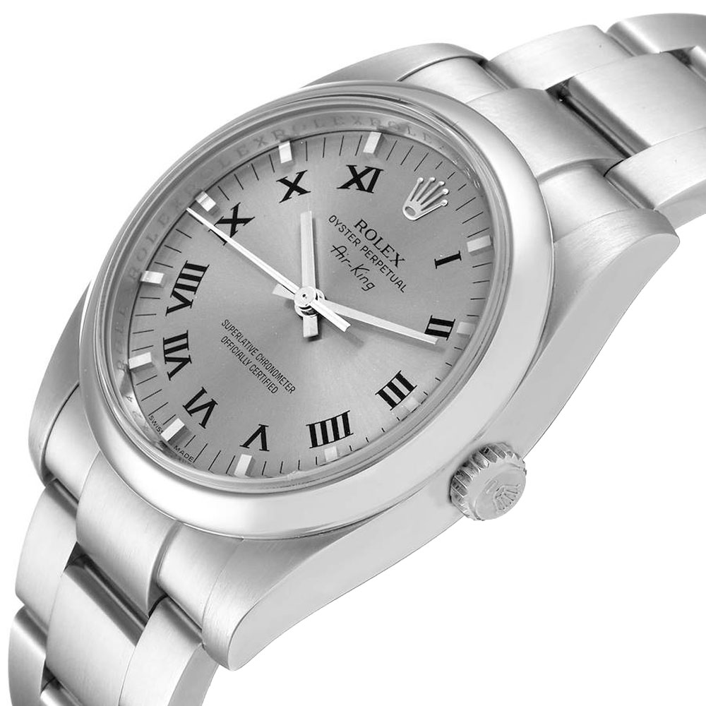 

Rolex Grey Stainless Steel Air King 114200 Men's Wristwatch 34 MM