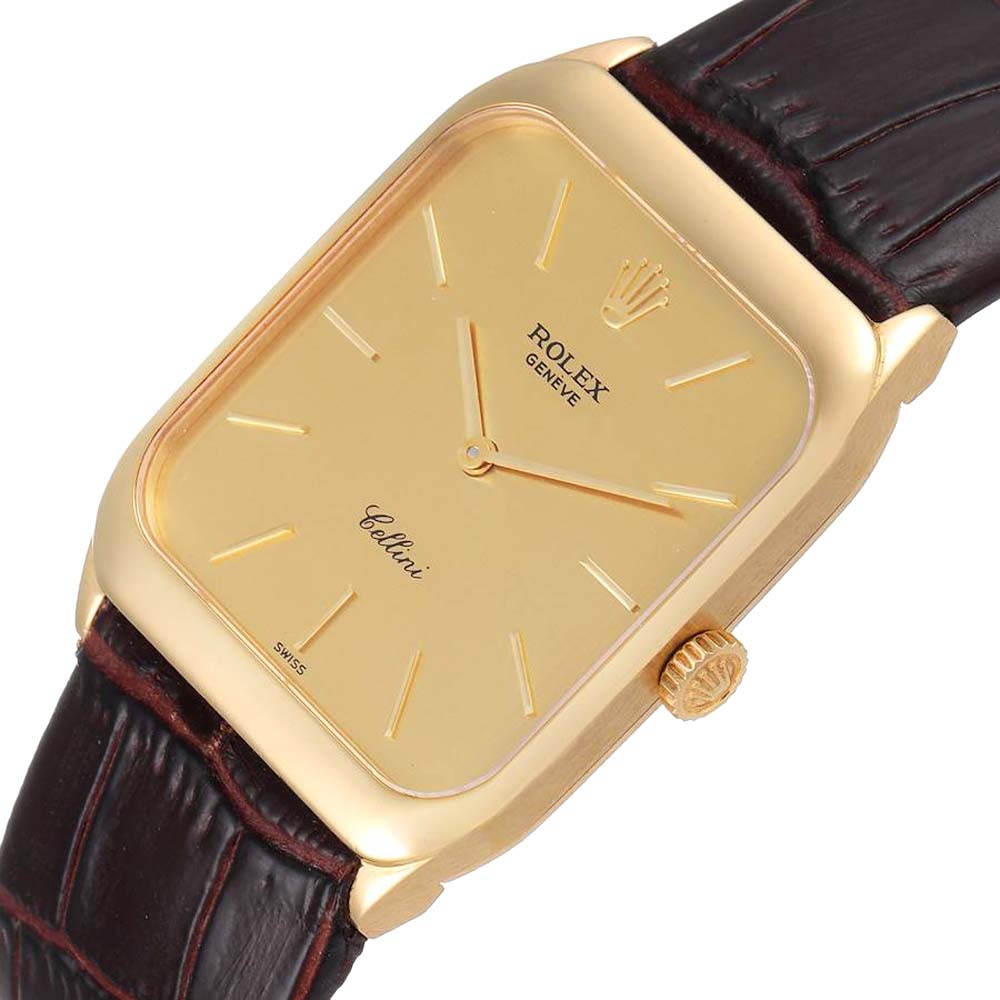 

Rolex Champagne 18k Yellow Gold Cellini Vintage 4135 Men's Wristwatch 34 MM