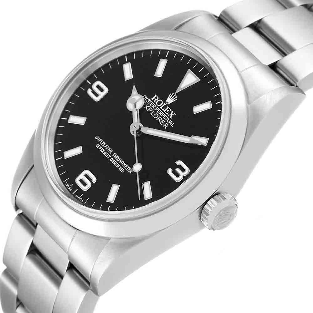 

Rolex Black Stainless Steel Explorer I 14270 Men's Wristwatch 36 MM