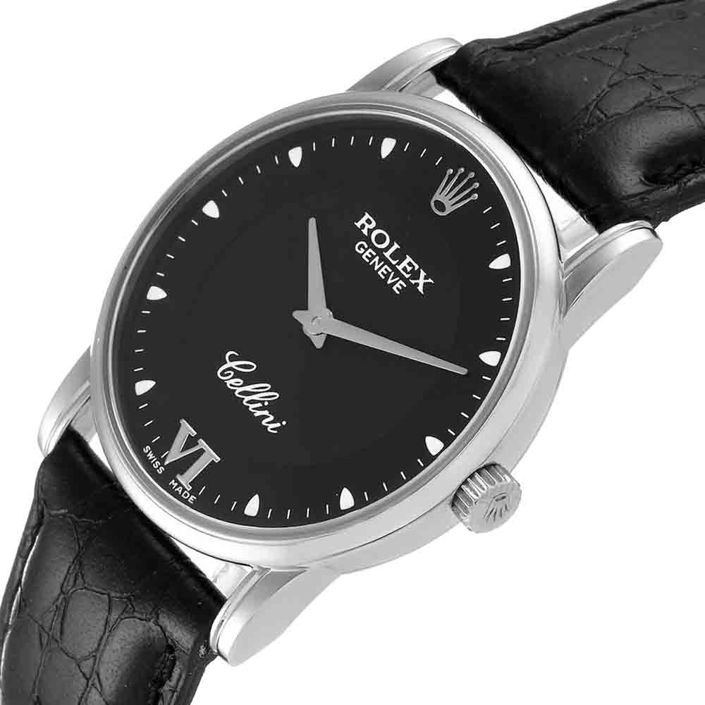 

Rolex Black 18K White Gold Cellini Classic 5116 Men's Wristwatch 32 MM