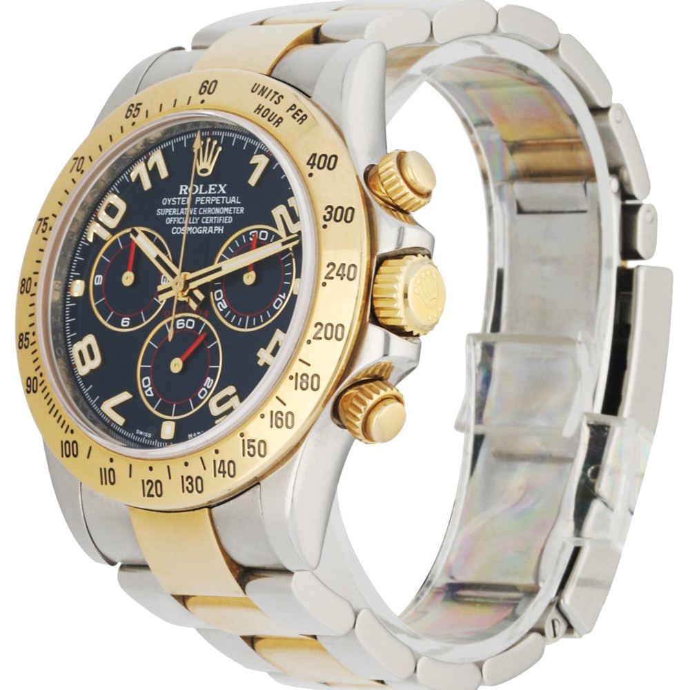 

Rolex Blue 18K Yellow Gold And Stainless Steel Daytona 116523 Cosmograph Men's Wristwatch 40 MM