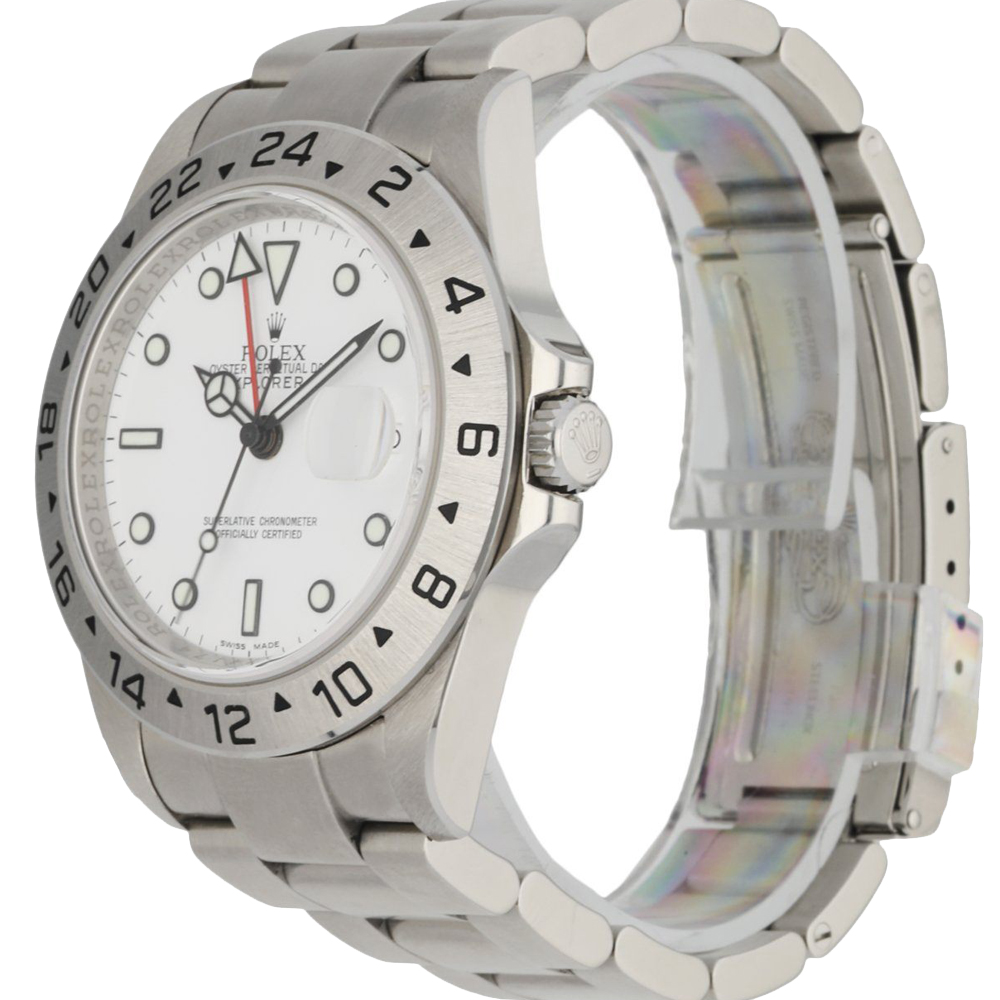 

Rolex White Stainless Steel Explorer II 16570 Men's Wristwatch 40 MM