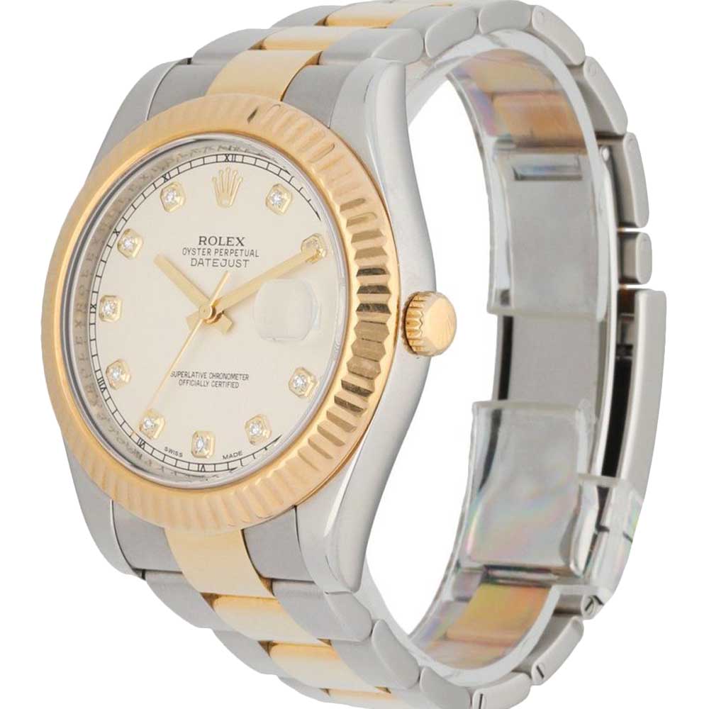 

Rolex Silver Diamonds 18K Yellow Gold And Stainless Steel Datejust 116333 Men's Wristwatch 41 MM