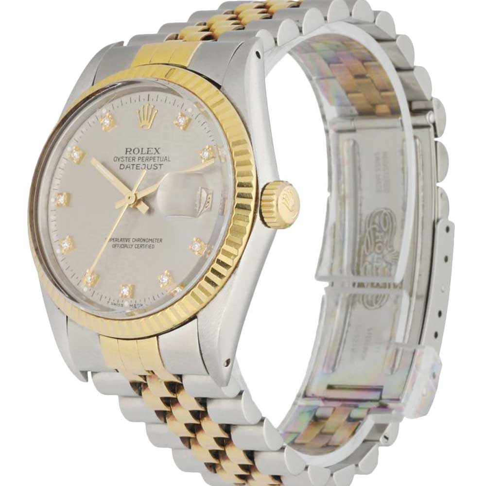 

Rolex Grey Diamonds 18K Yellow Gold And Stainless Steel Datejust 16013 Men's Wristwatch 36 MM