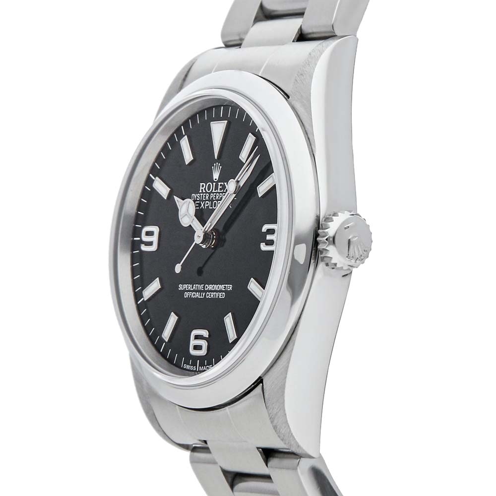 

Rolex Black Stainless Steel Explorer 14270 Men's Wristwatch 36 MM