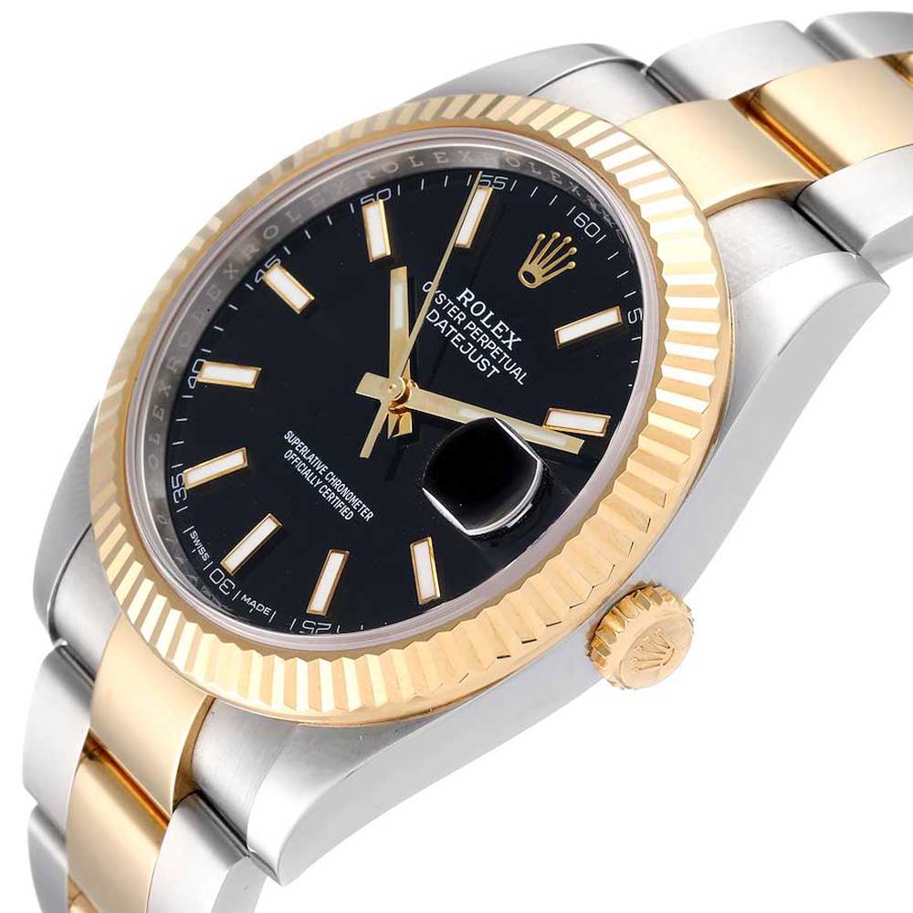 

Rolex Black 18K Yellow Gold And Stainless Steel Datejust 126333 Men's Wristwatch 41 MM